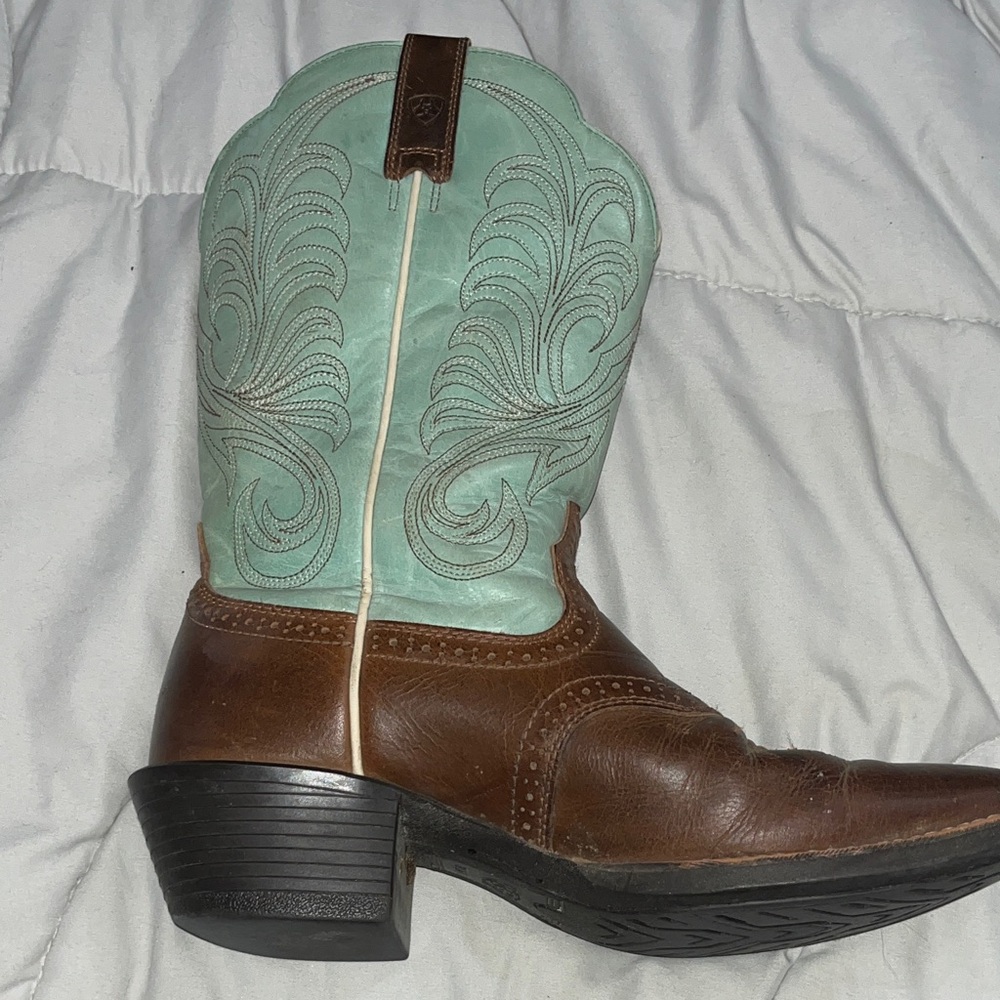 Ariat Mint and Brown Leather Western Boots